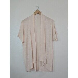 Eileen Fisher Organic Linen Open Cardigan Womens Small Lightweight Alabaster